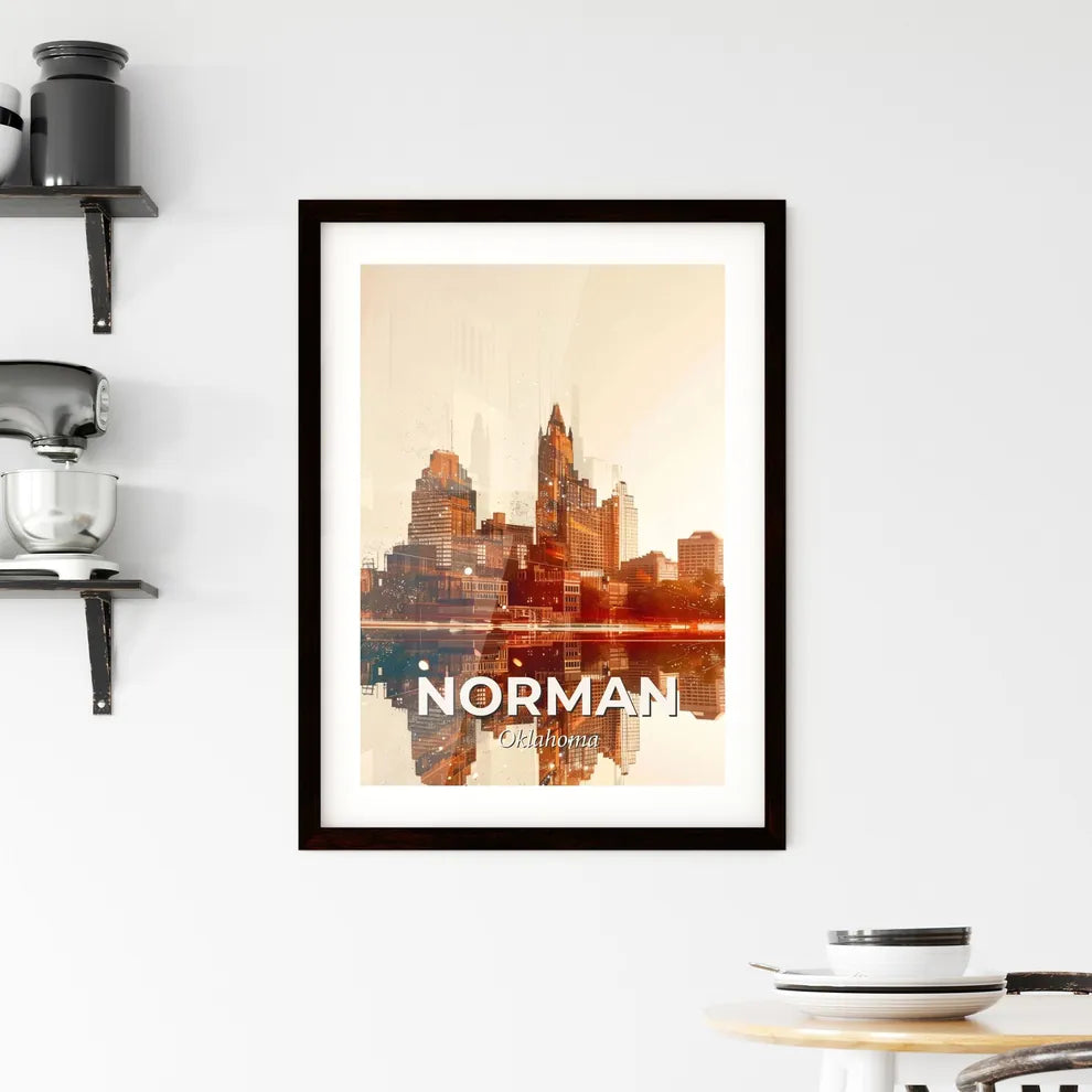 Norman Skyline Art: Local Icon Double Exposure Framed Print