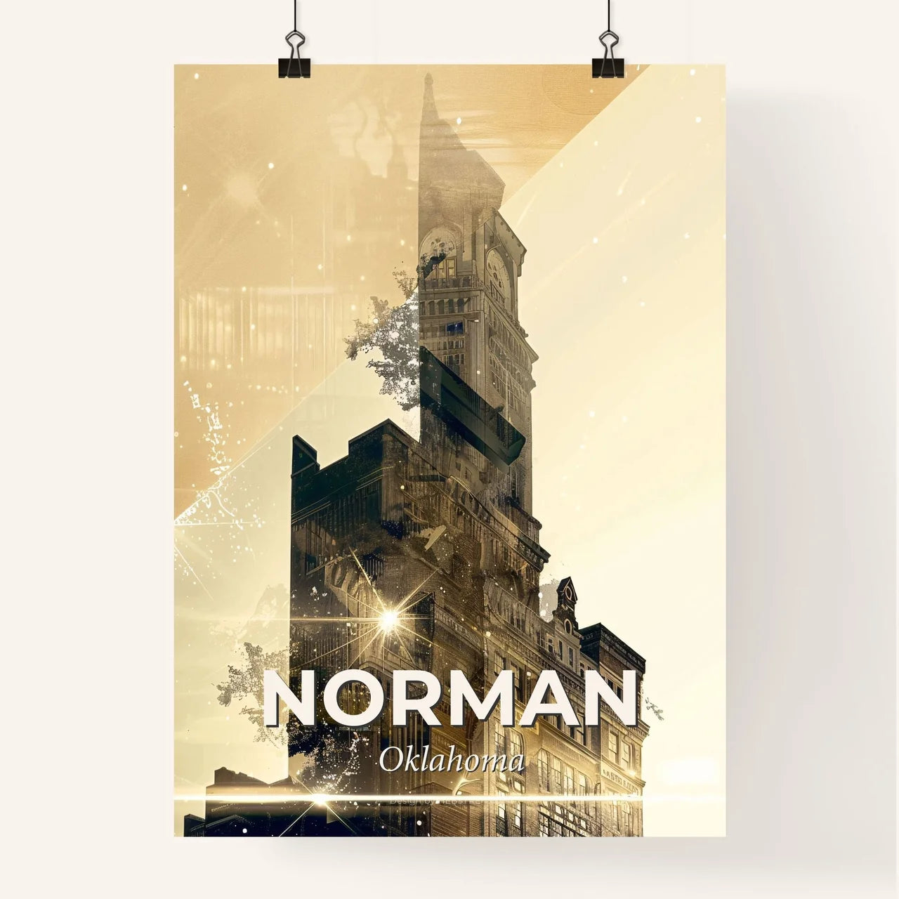 Norman Skyline Double Exposure Composite Art Poster
