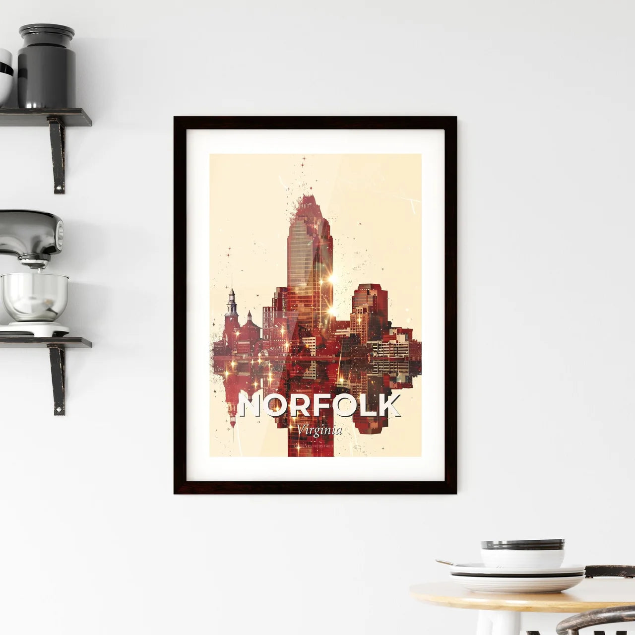 Norfolk City Fusion Skyline Night Art Framed Print
