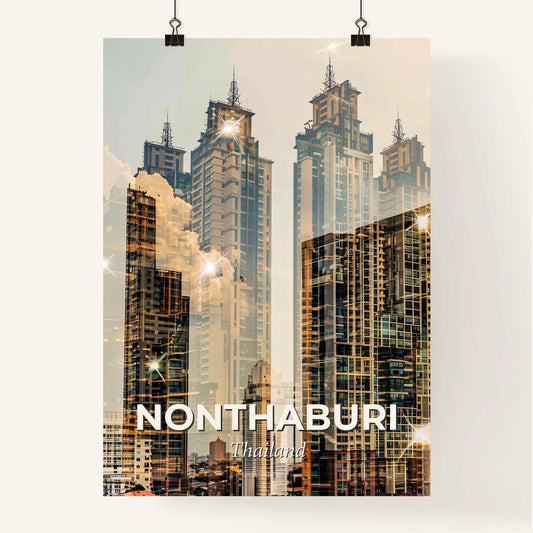 Nonthaburi Thailand Skyline Double Exposure Art Poster