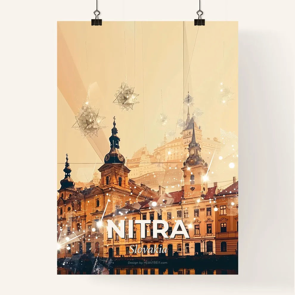 Nitra Cityscape: Iconic Architecture in a Radiant Glow Poster