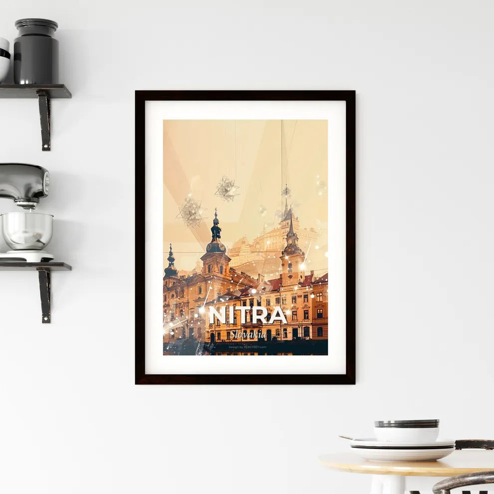Nitra Cityscape: Iconic Architecture in a Radiant Glow Framed Print