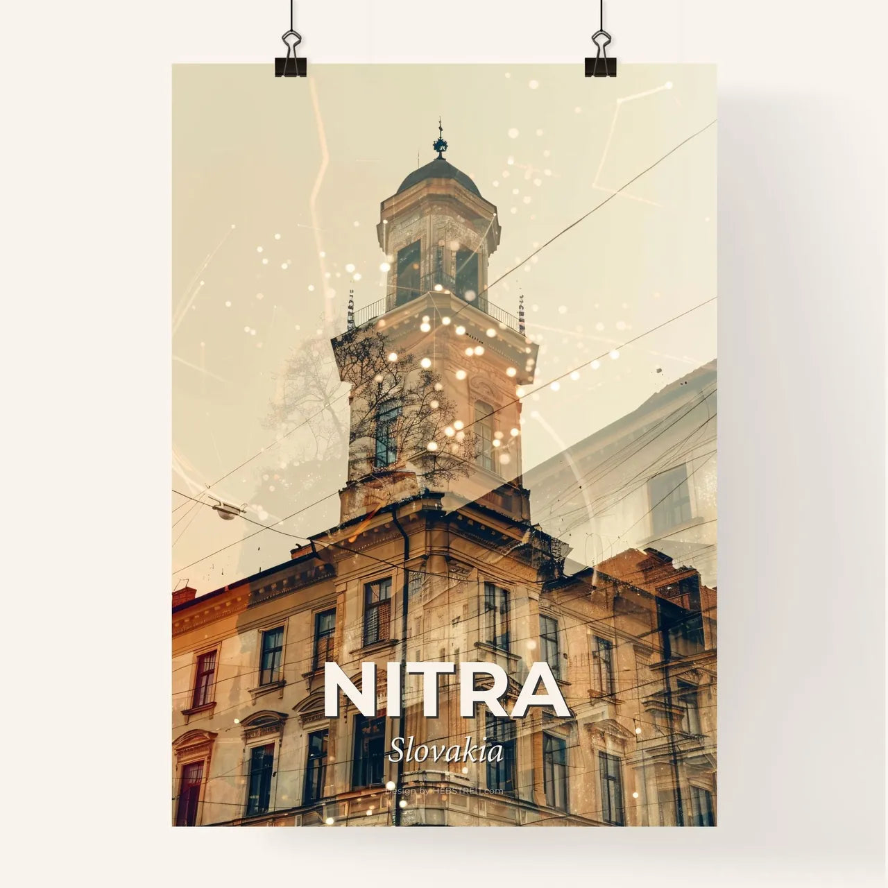 Nitra Skyline Canvas Wall Art Bright Beige Composite Poster