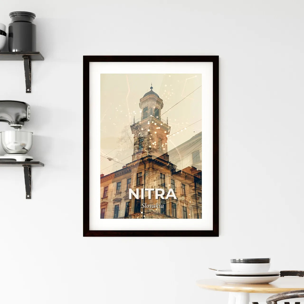 Nitra Skyline Canvas Wall Art Bright Beige Composite Framed Print