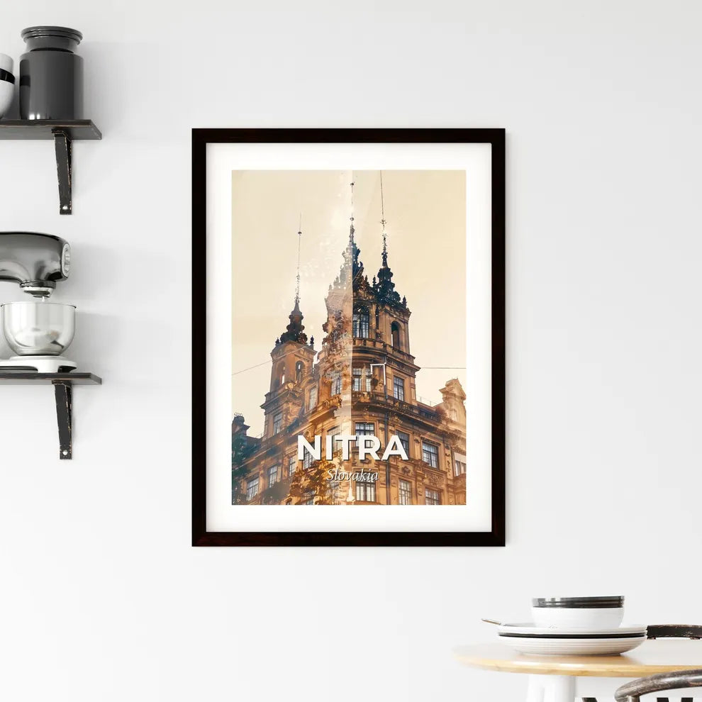Nitra City Skyline Poster: Local Art, Bright Backdrop Framed Print