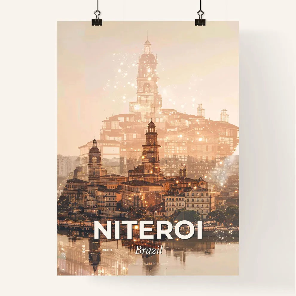 Niteroi Brazil Double Exposure Skyline Art Poster Poster