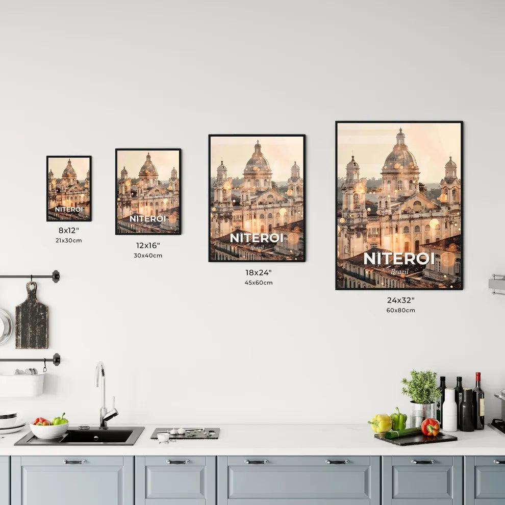 Niteroi City Skyline Architectural Mosaic Art Poster Office Art