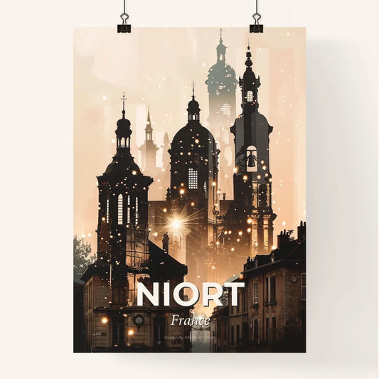 Niort France City Skyline Poster Minimalistic Art Poster