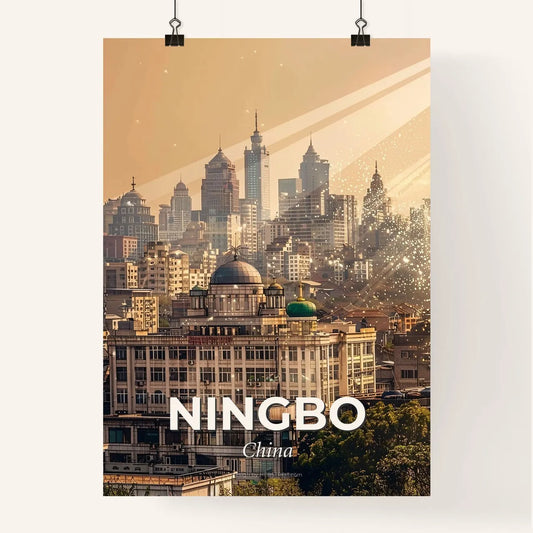 Ningbo City Skyline Double Exposure Poster Art Poster