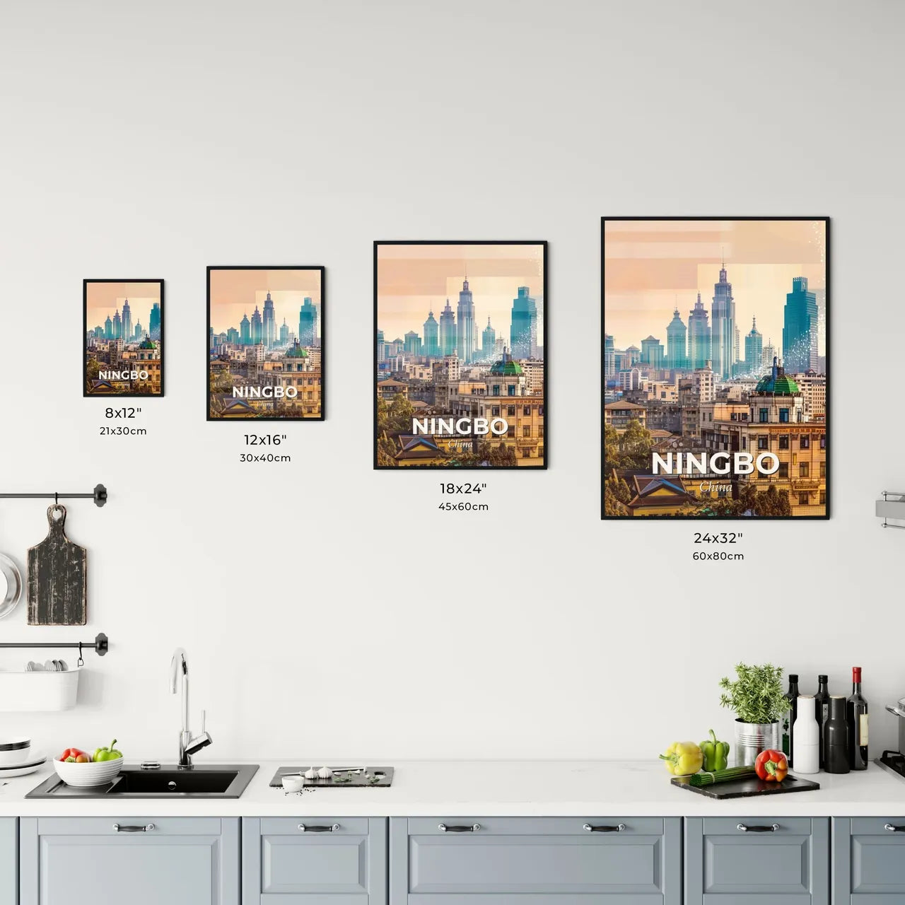 Ningbo Skyline Double Exposure Art Poster Office Art