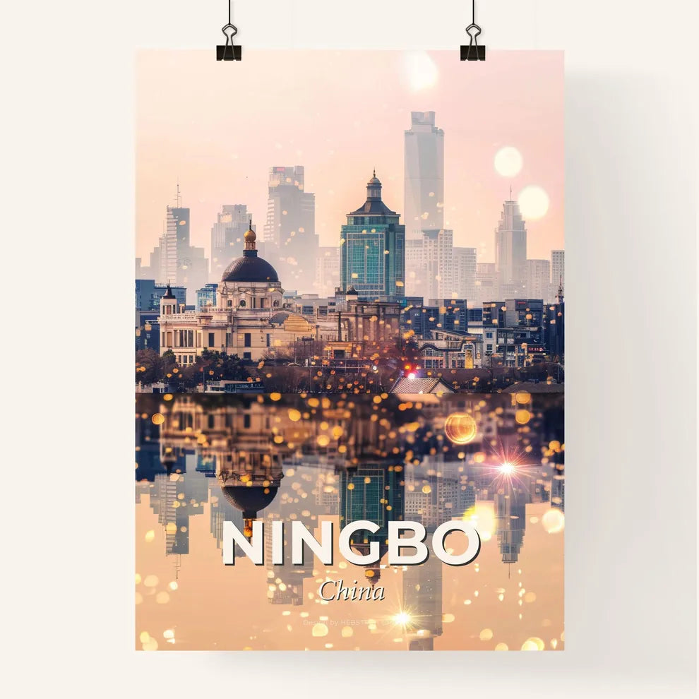 Ningbo Skyline Double Exposure Art Poster Poster
