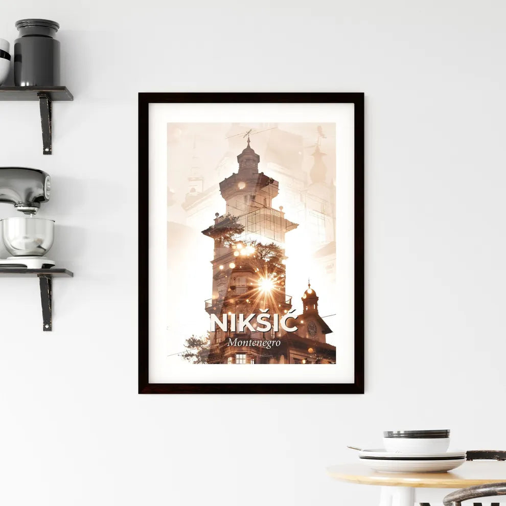 Nikšić Skyline Double Exposure Art Framed Print