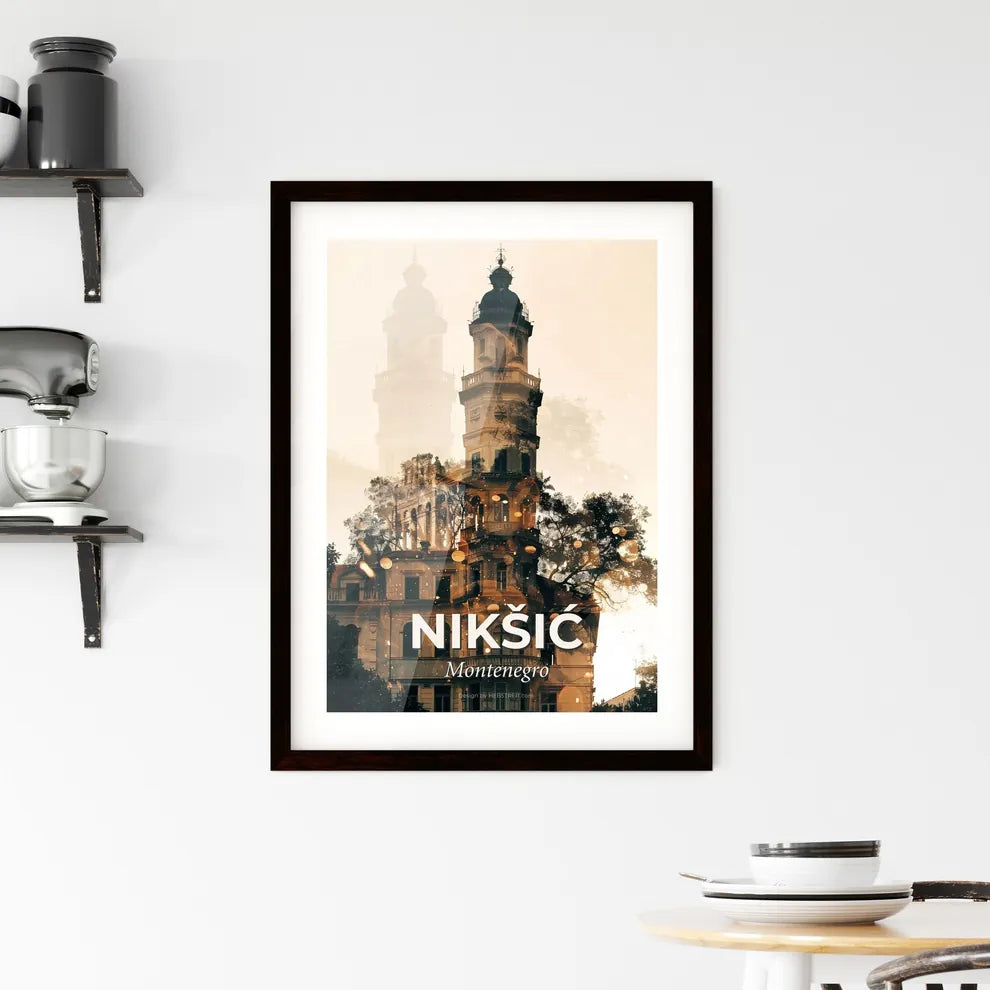 Nikšić, Montenegro: City Icons Skyline Art Framed Print