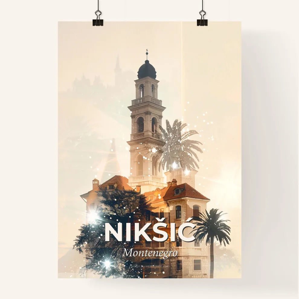 Nikšić, Montenegro: Double Exposure City Skyline Poster