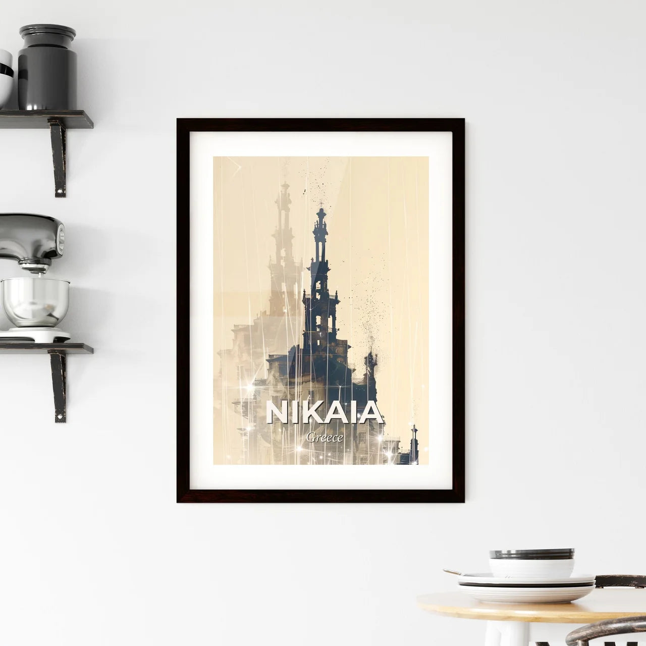 Nikaia Greece City Skyline Poster Silhouette Framed Print