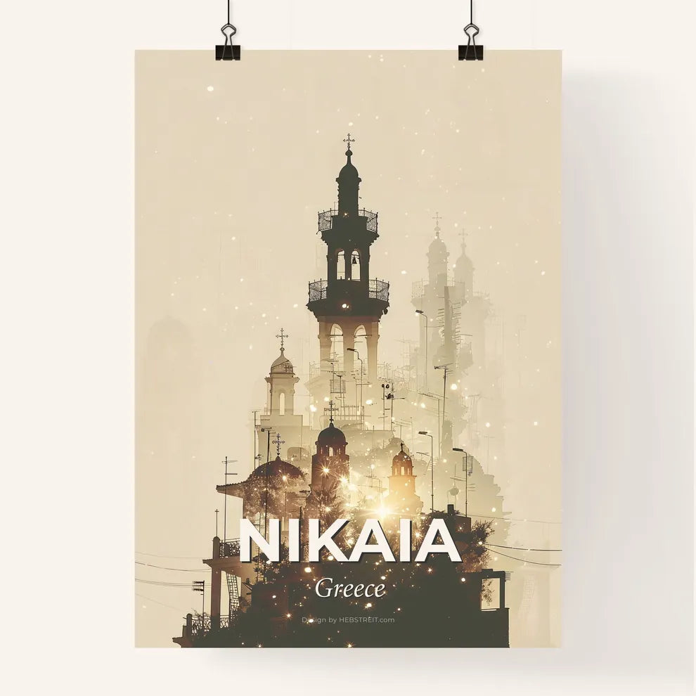 Nikaia: City Skyline Silhouette Composite Art Poster Poster