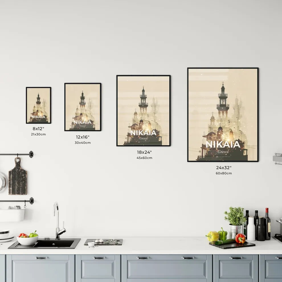 Nikaia: City Skyline Silhouette Composite Art Poster Office Art