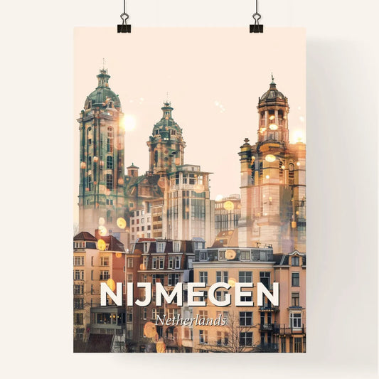 Nijmegen City Skyline Colorful Art Deco Panorama Print Poster