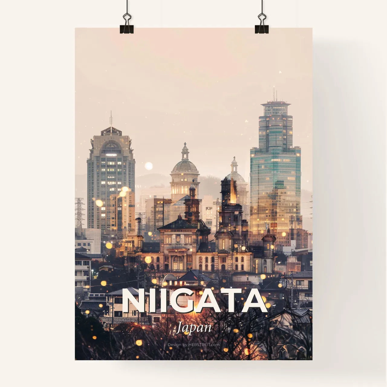 Niigata Skyline City Lights Artwork Design Poster