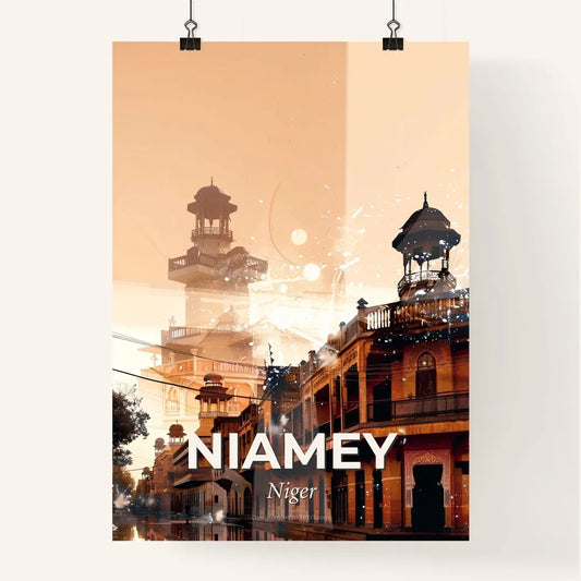 Niamey Architectural Icons on Bright Beige Poster