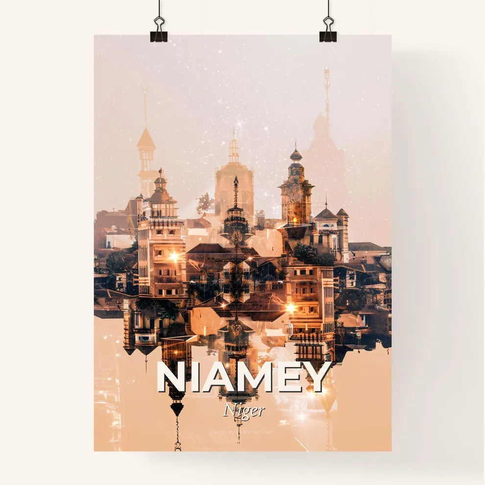 Niamey Skyline Double Exposure Art Poster Poster