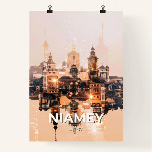 Niamey Skyline Double Exposure Art Poster Poster