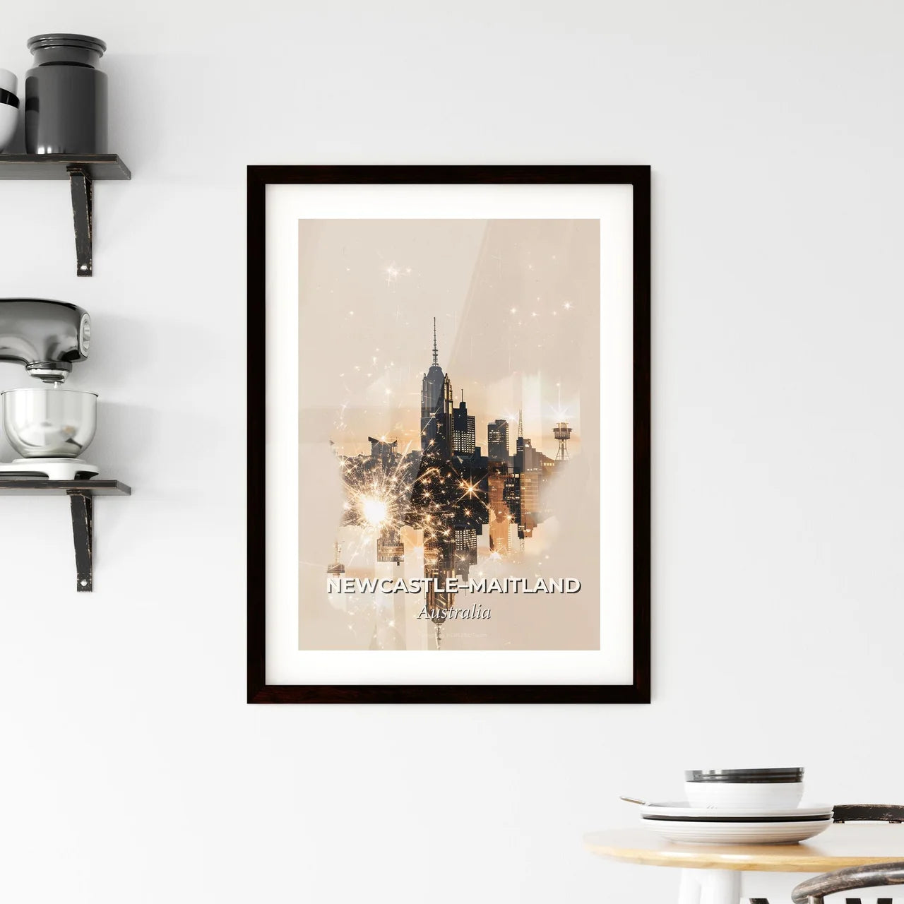 Newcastle Maitland: Local Architecture Icons Skyline Art Framed Print