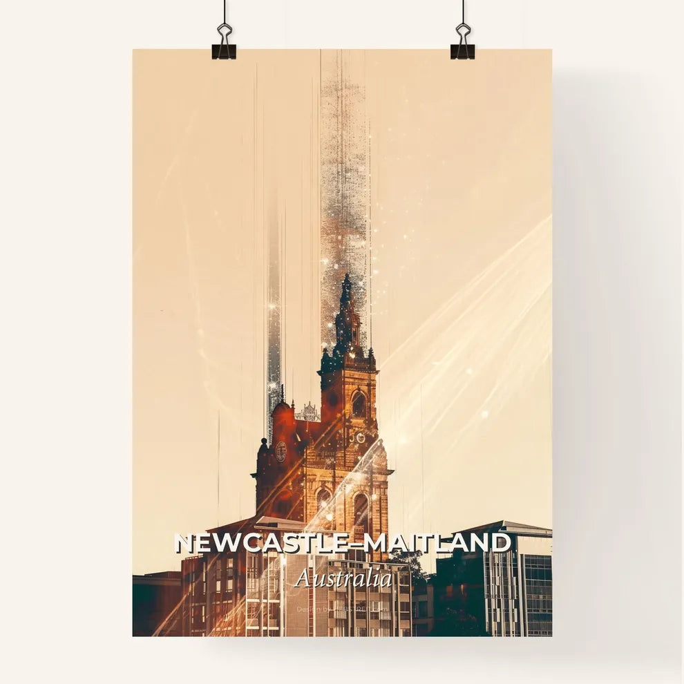Newcastle Skyline Double Exposure Art Poster Poster