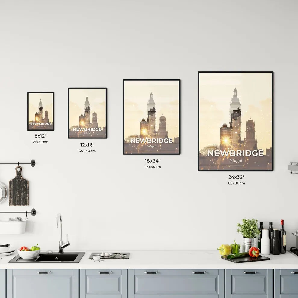 Newbridge, Ireland Silhouette Skyline Poster Art Office Art