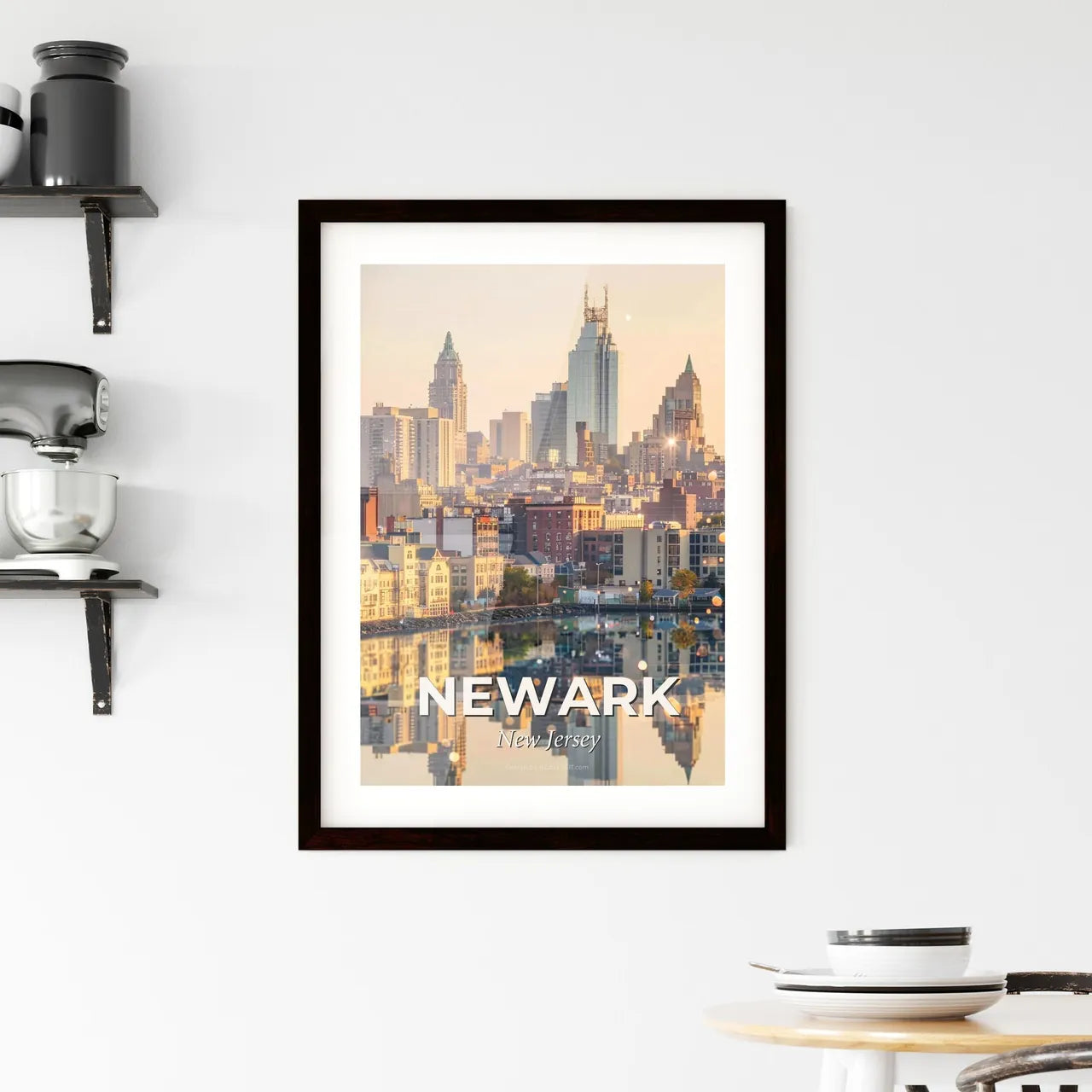 Newark Skyline: Double Exposure Art Composite Framed Print
