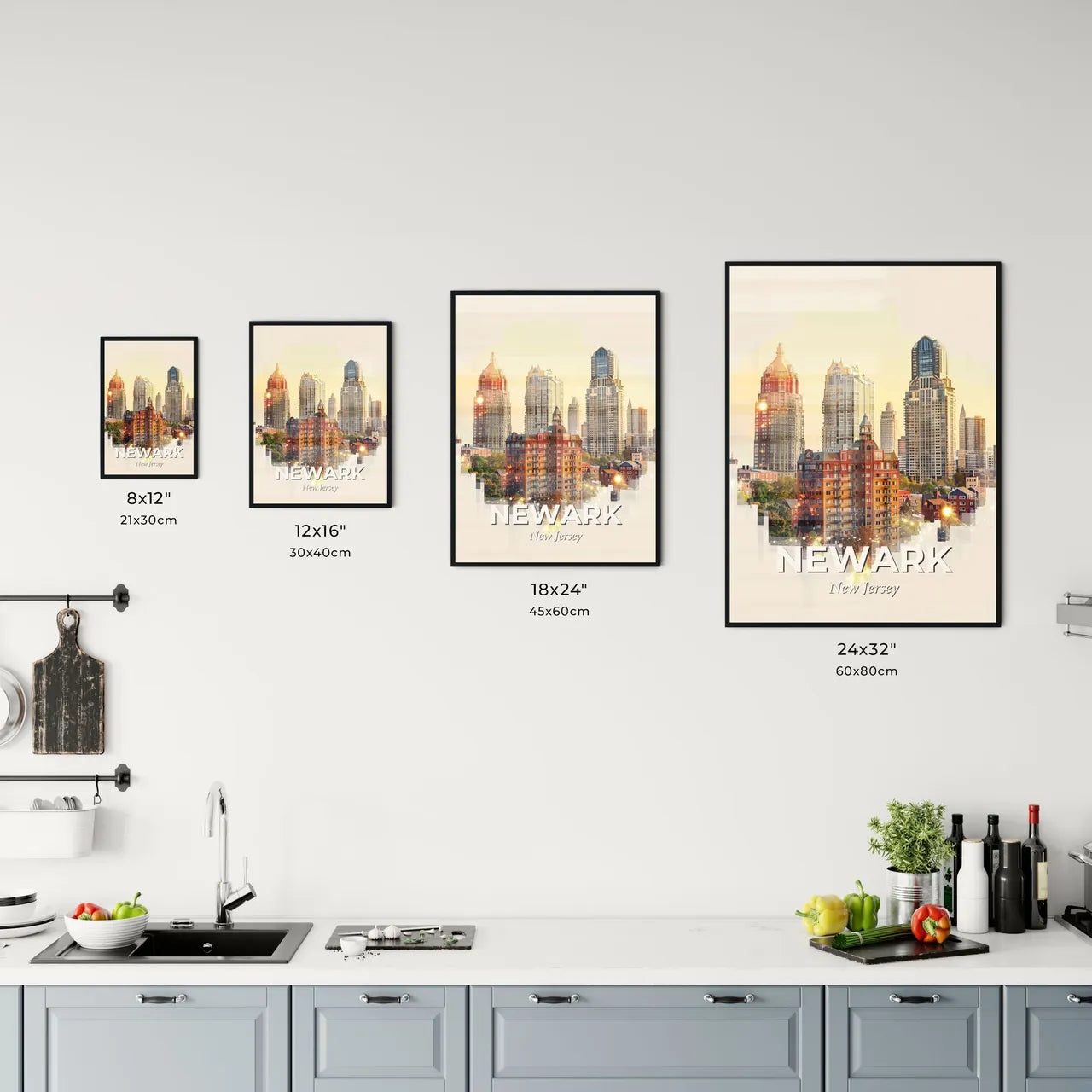 Newark City Sparkle Skyline Wall Art Office Art