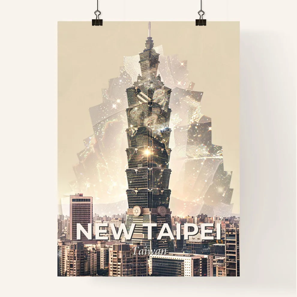 New Taipei Skyline Double Exposure Poster Art Poster