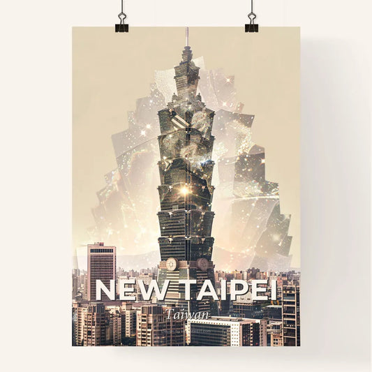 New Taipei Skyline Double Exposure Poster Art Poster