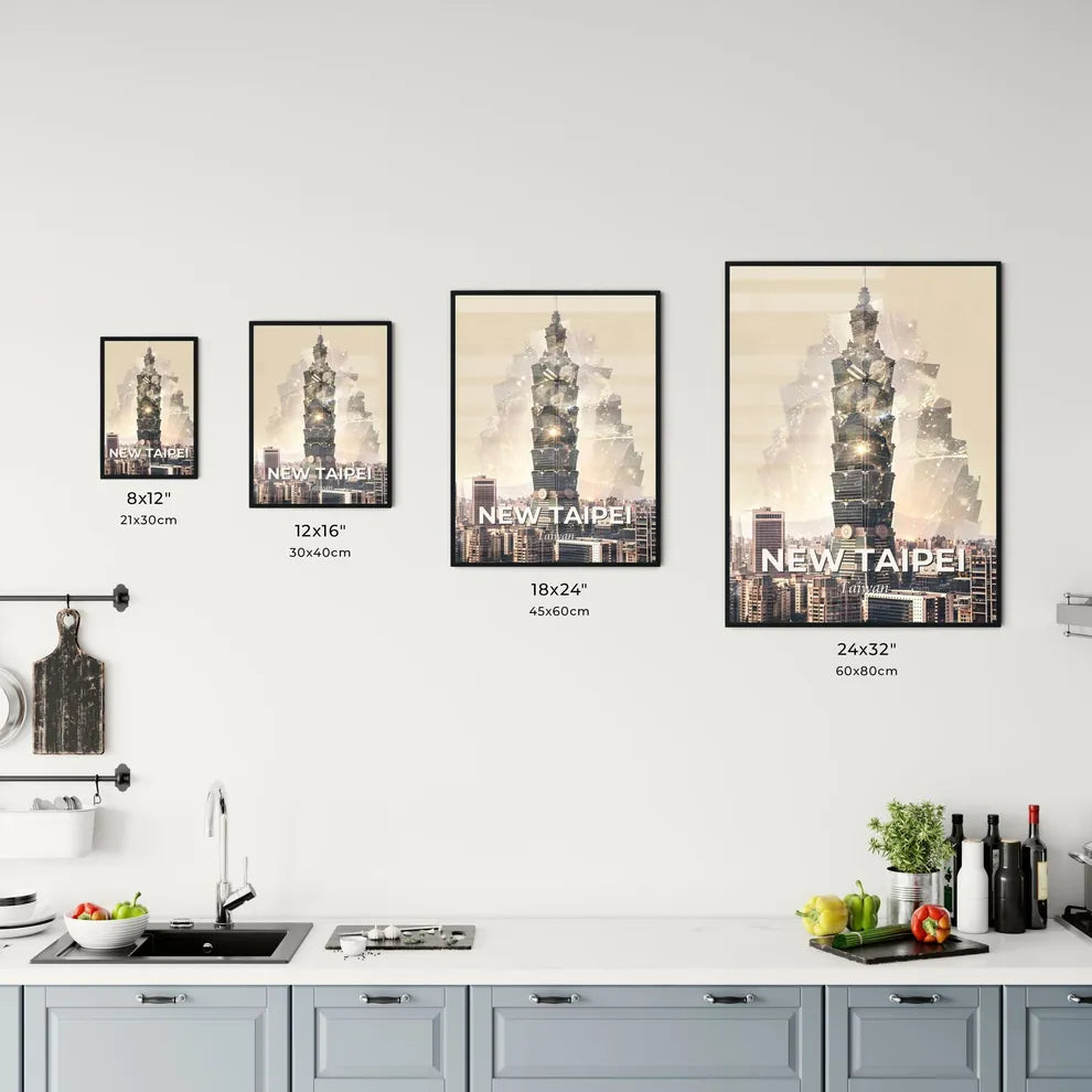 New Taipei Skyline Double Exposure Poster Art Office Art