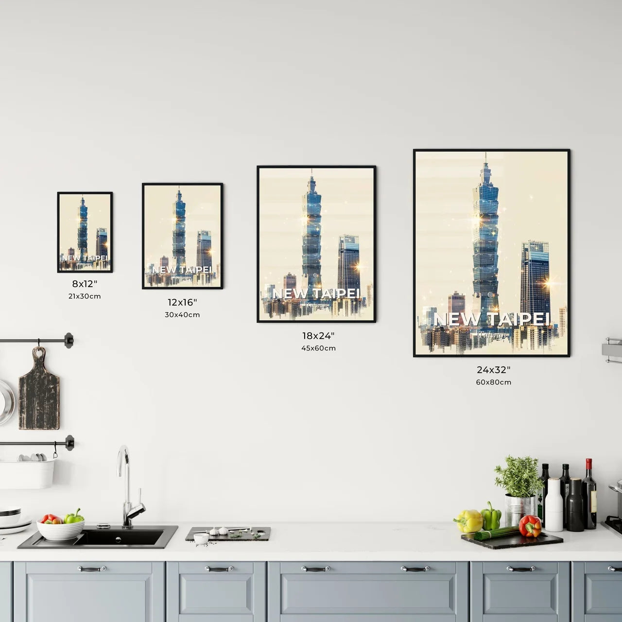 New Taipei City Double Exposure Skyline Poster Art Office Art