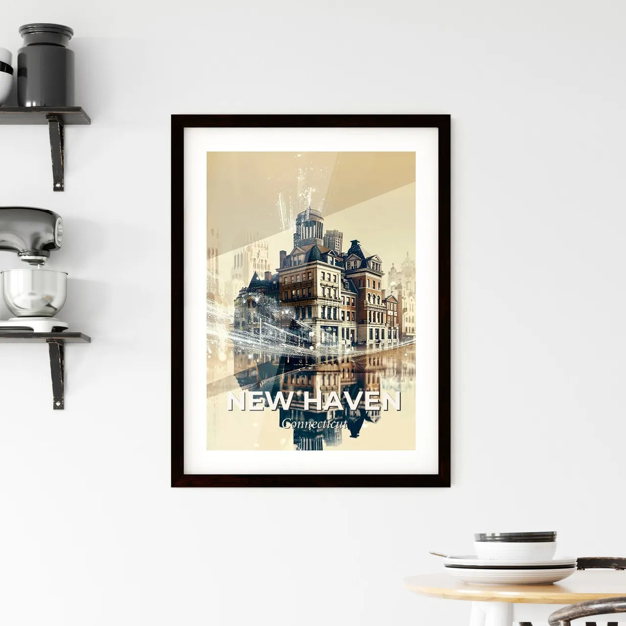 New Haven Panorama Art: Skylines & Architecture Framed Print