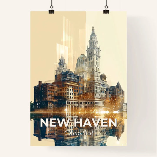 New Haven Double Exposure Skyline Poster Poster