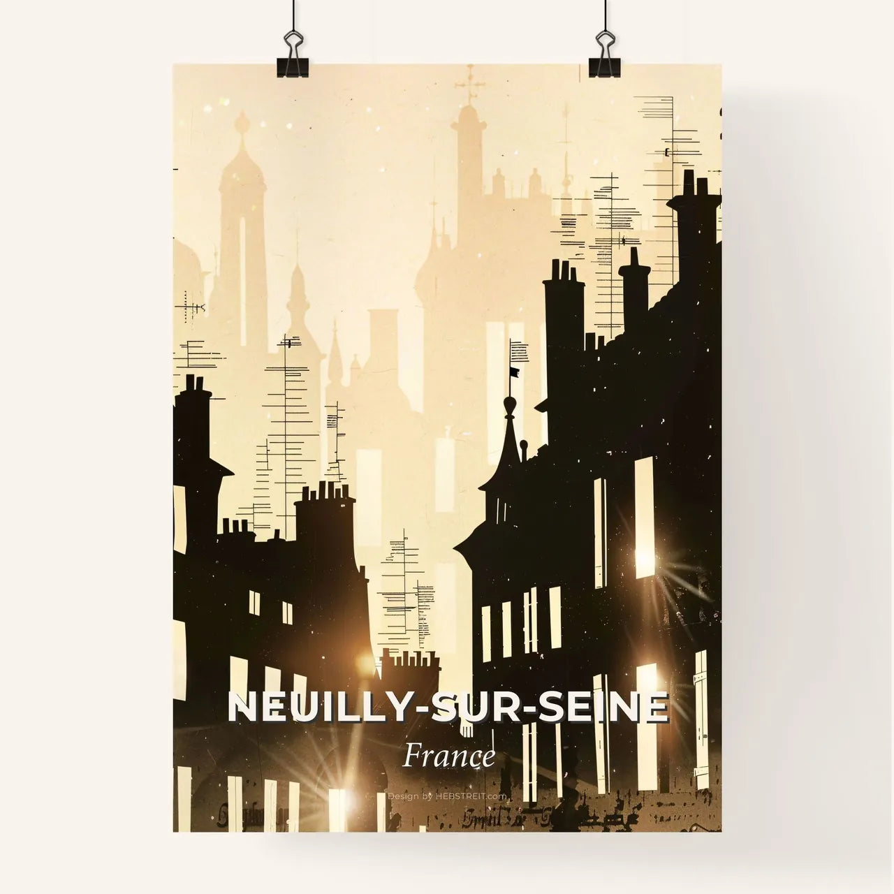 Parisian Skyline Double Exposure Art Poster