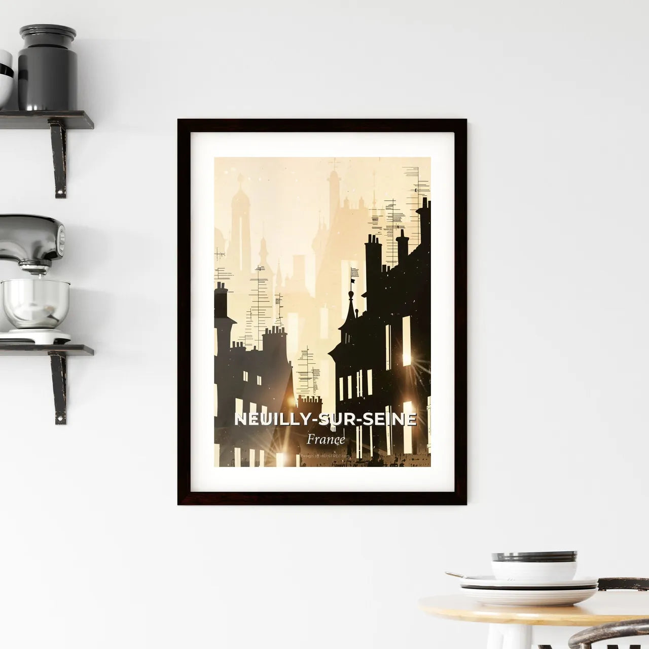 Parisian Skyline Double Exposure Art Framed Print