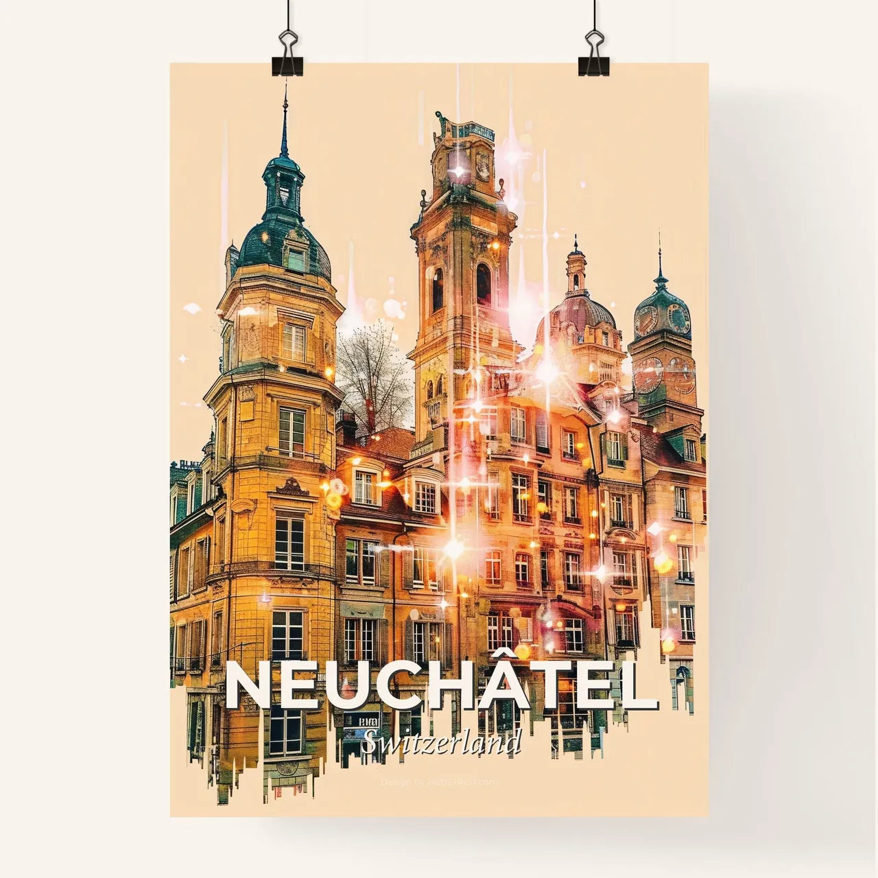 Neuchâtel Cityscape Skylines Composite Art Poster Poster