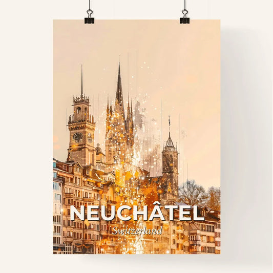Swiss Urban Skyline Double Exposure Artwork Poster