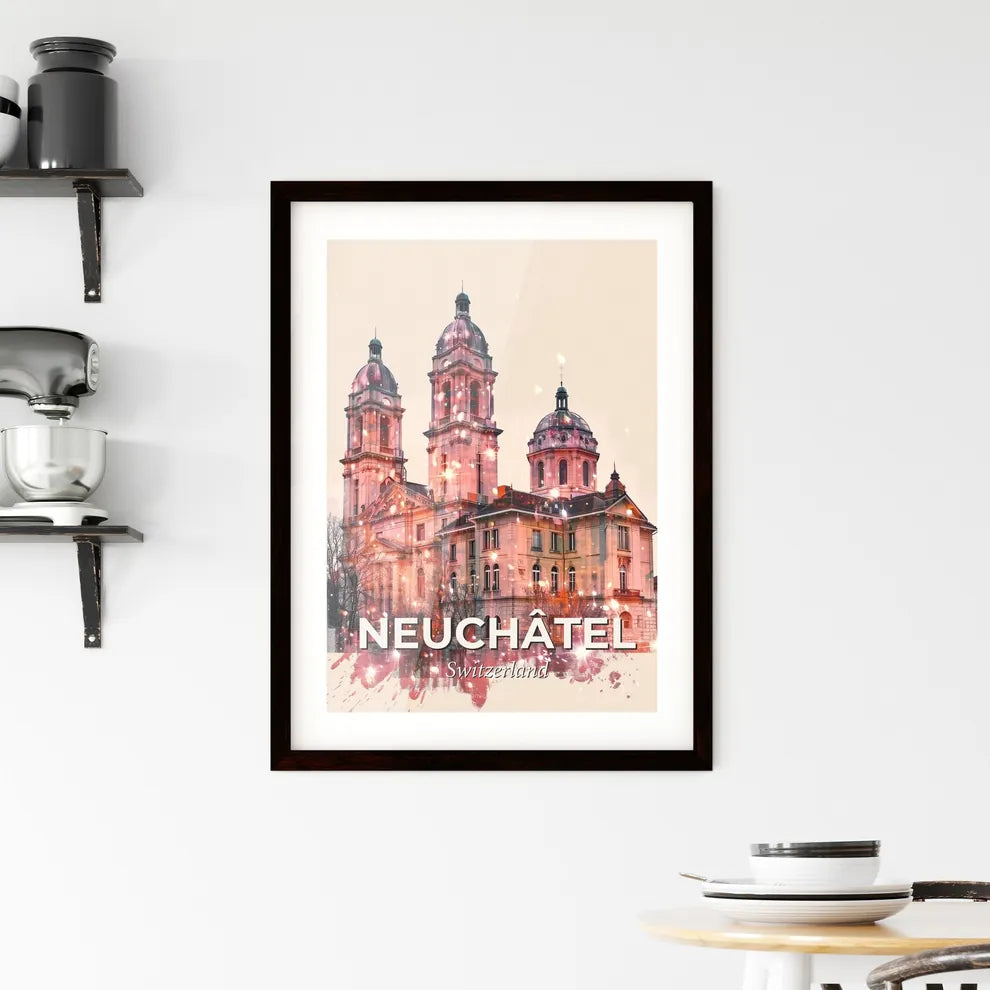 Neuchâtel City Skyline Mosaic Poster Framed Print