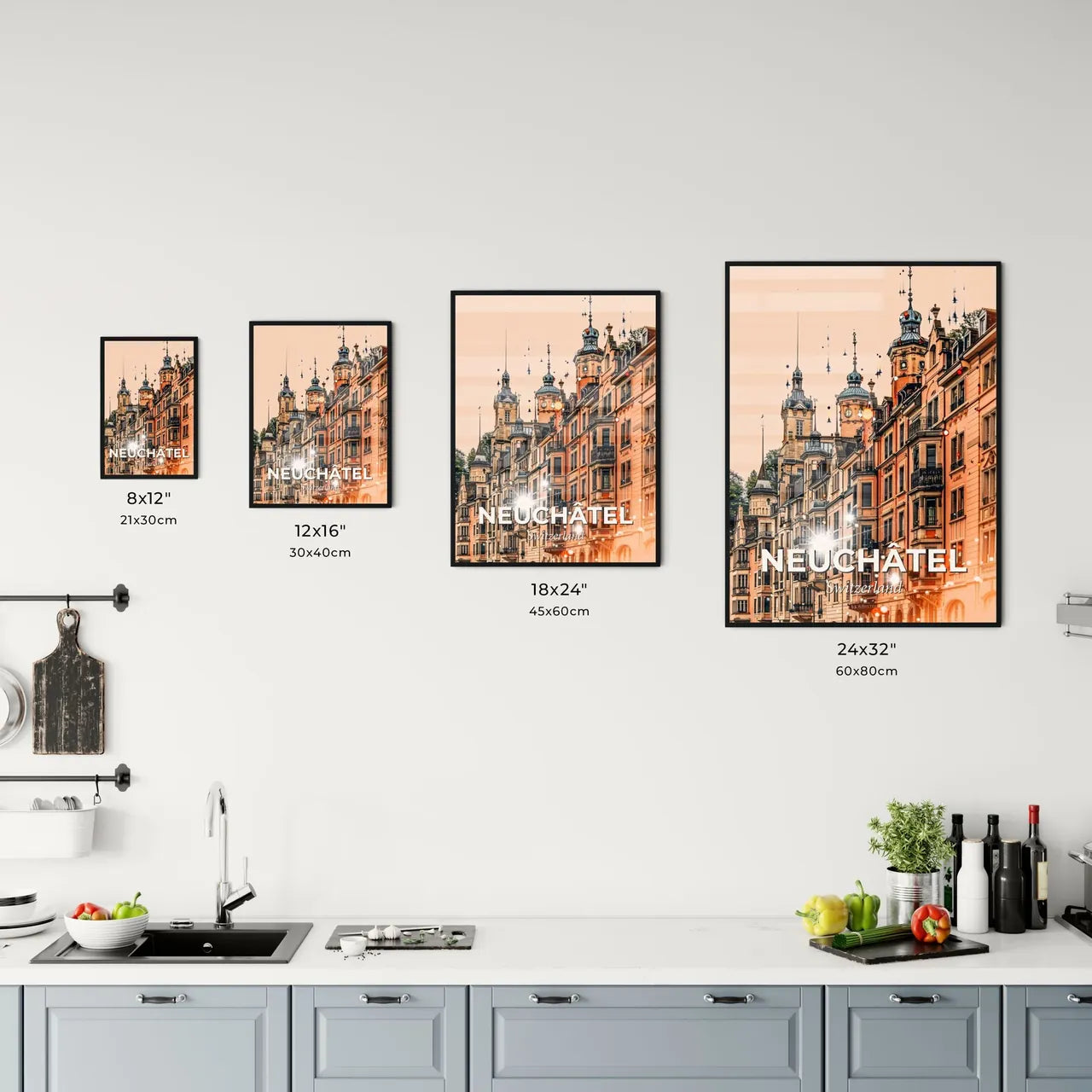 Enchanting Neuchâtel Skyline: Composite Artwork Poster Office Art