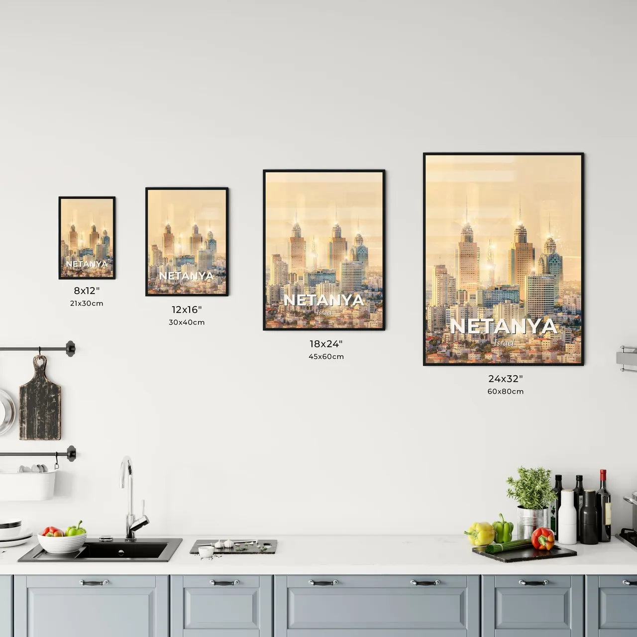 Netanya Skyline Architectural Art Poster Office Art