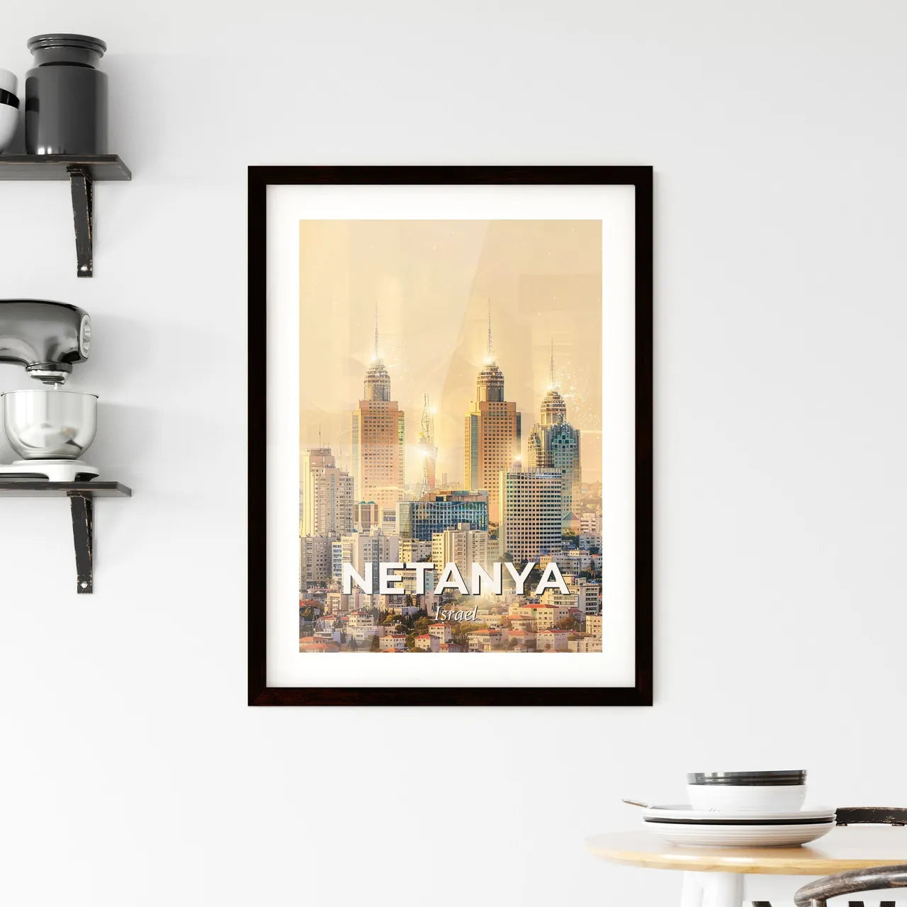 Netanya Skyline Architectural Art Poster Framed Print
