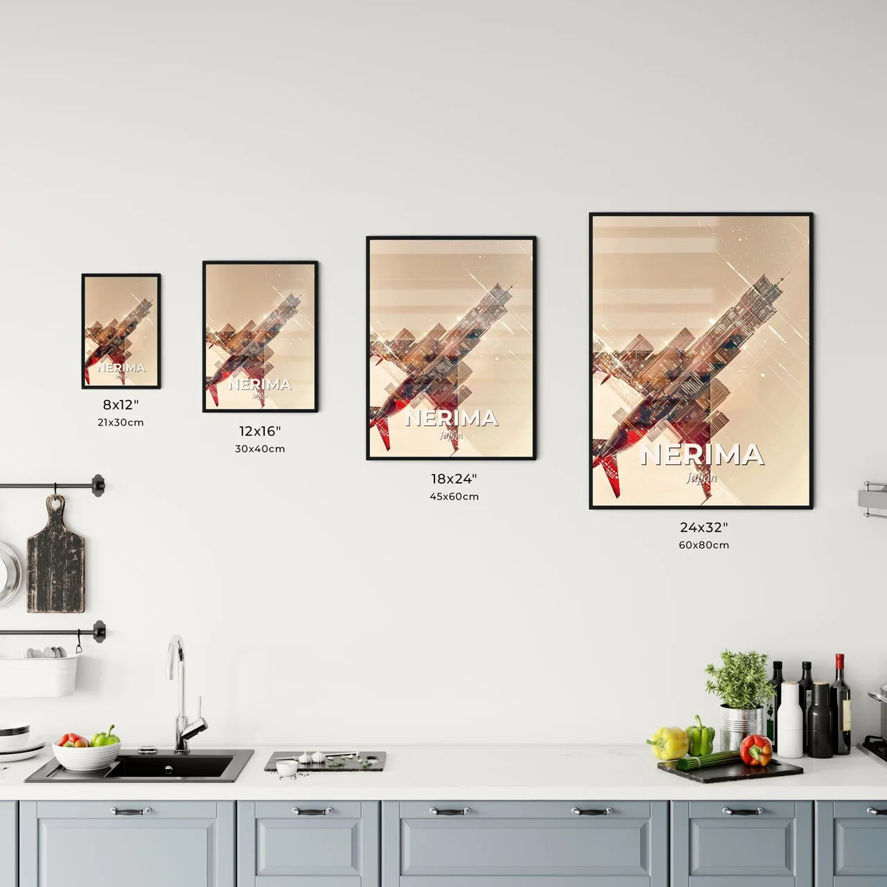 Nerima Skyline Double Exposure Art Print Office Art