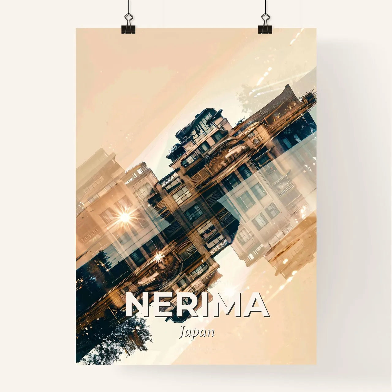 Nerima Skyline Double Exposure Composite Art Poster