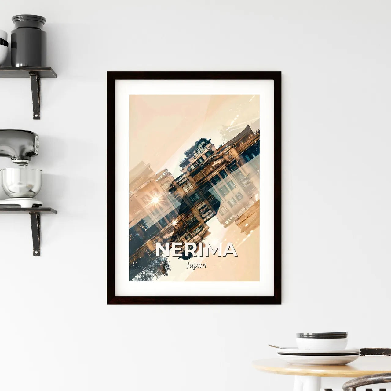 Nerima Skyline Double Exposure Composite Art Framed Print