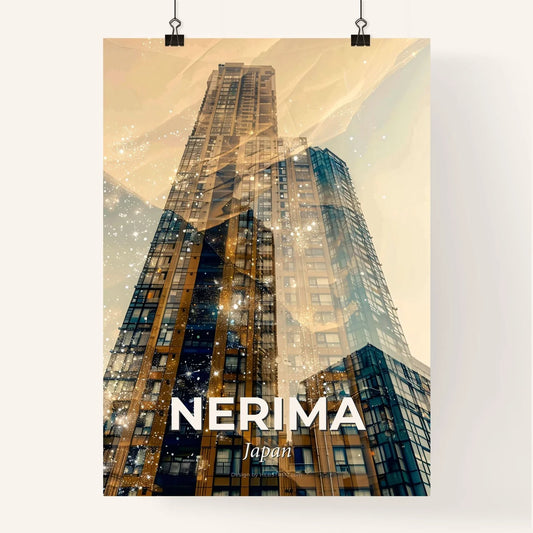 Nerima Skyline Double Exposure Art with Sparkles Poster