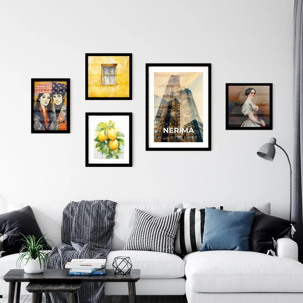 Nerima Skyline Double Exposure Art with Sparkles Wall Art